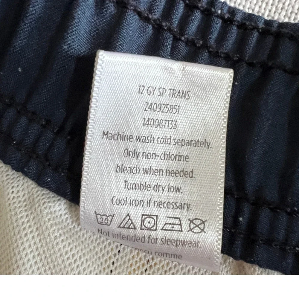 Gymboree Swim Trunks Size 7 Yellow Navy Blue Excellent Hibiscus Striped Cargo